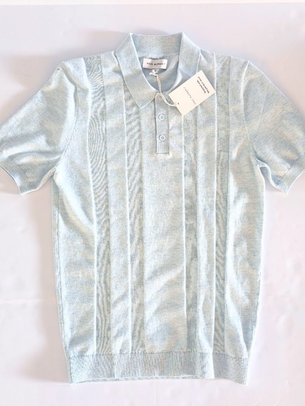 Men's Textured Stripe Polo Sweater Aqua Size Small